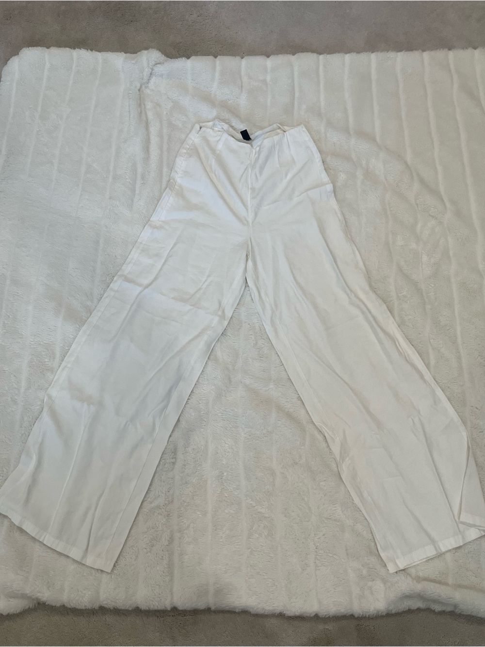 SHEIN White High-Waist Wide-Leg Pants